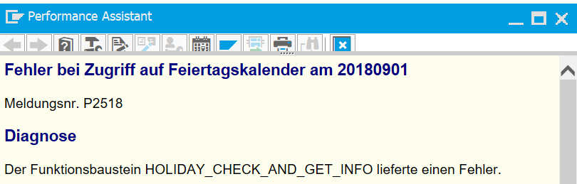 SAP HCM: Fehler bei Zugriff auf Feiertagskalender P2518