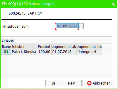 SAP HCM: Display / Hide Vacancies Pop-Up for org assignement in PA40