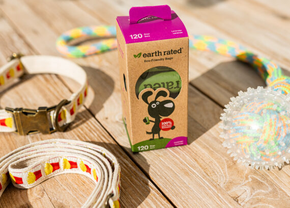Eco-friendly dog waste bags in eco-friendly packaging