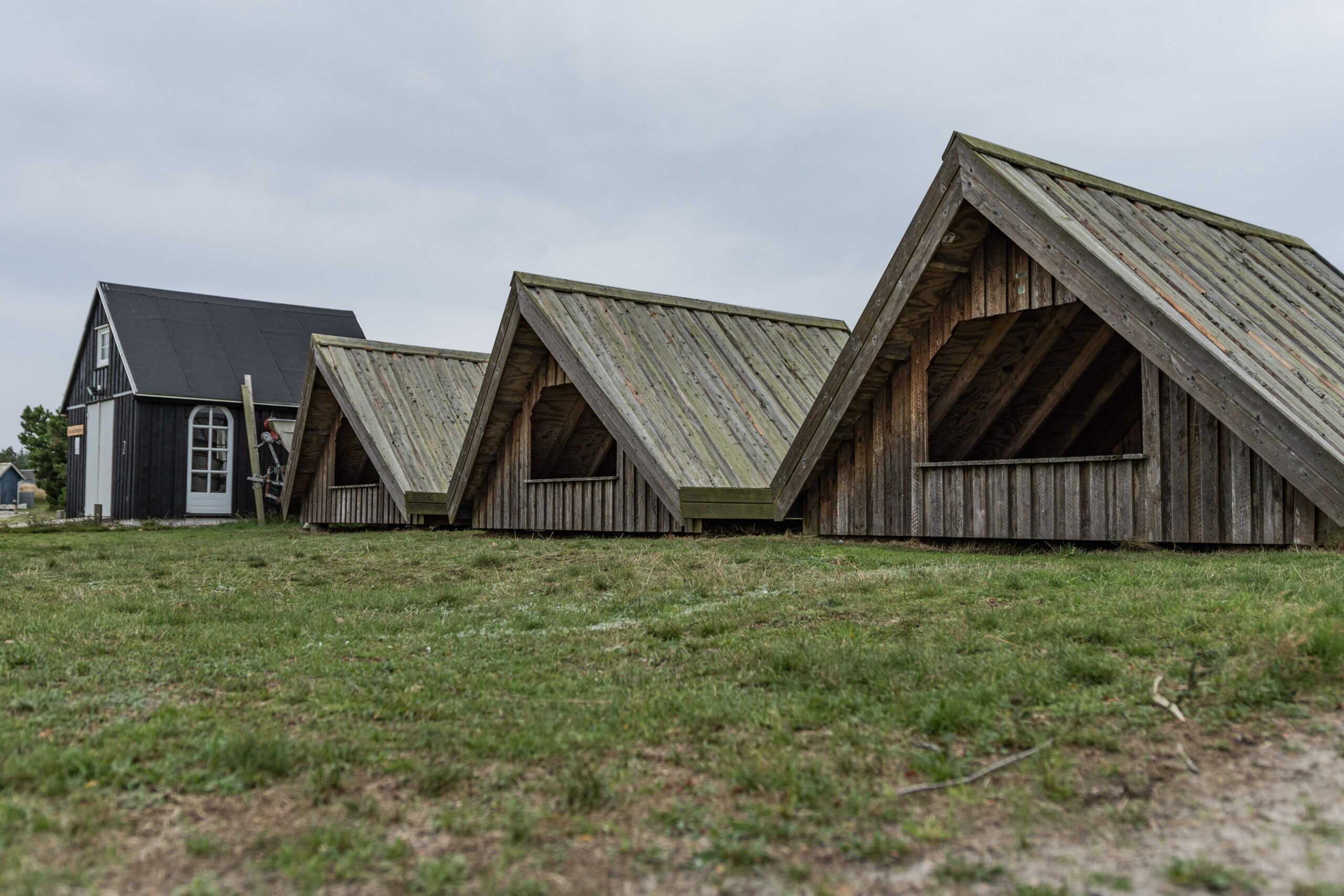 Shelter cabins at Lyngvig Havn Fjord harbour