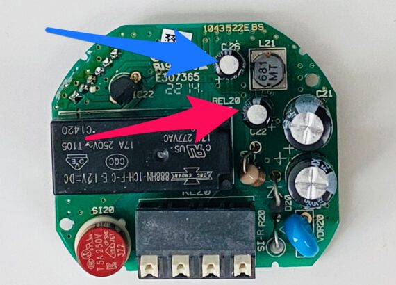 Defekte minderwertige Kondensatoren im HM-LC-Sw1PBU-FM Homematic Schaltaktor, der sofort wieder ausschaltet.