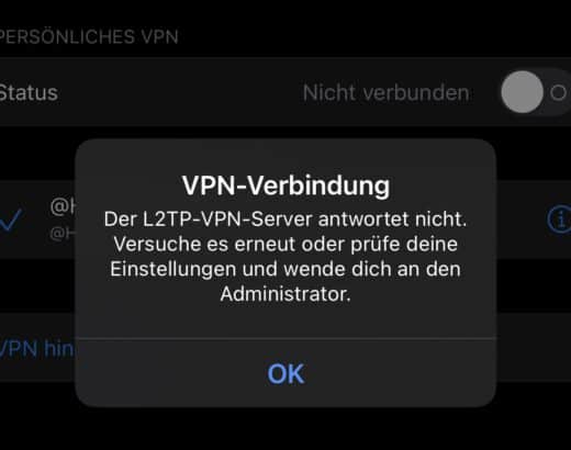 L2TP Server antwortet nicht bei VPN-Verbindung auf iPhone