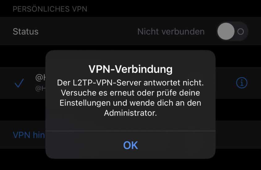 Gelöst: iPhone und Mac verbinden nicht zum Synology L2TP/IPSec VPN: Der L2TP-VPN-Server antwortet nicht