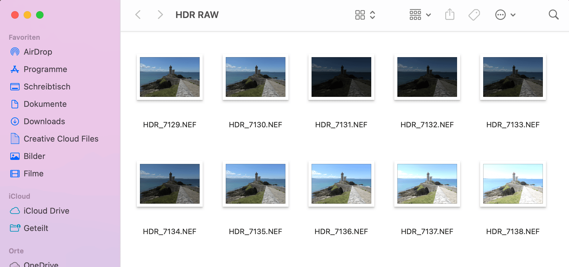 Aus diesen Bildern einer Belichtungsreihe erstellen wir gleich mit Luminar Neo HDR Merge eine HDR-Kompsition.
