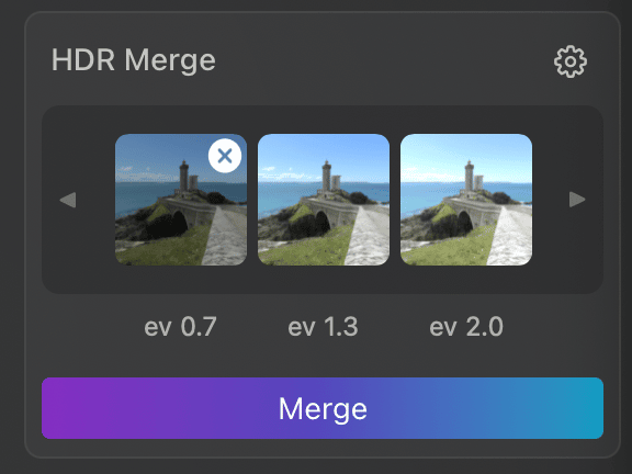 With a click on "Merge" we can now start developing the picture.