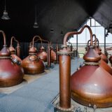 Stills in the Stauning Whisky Distillery